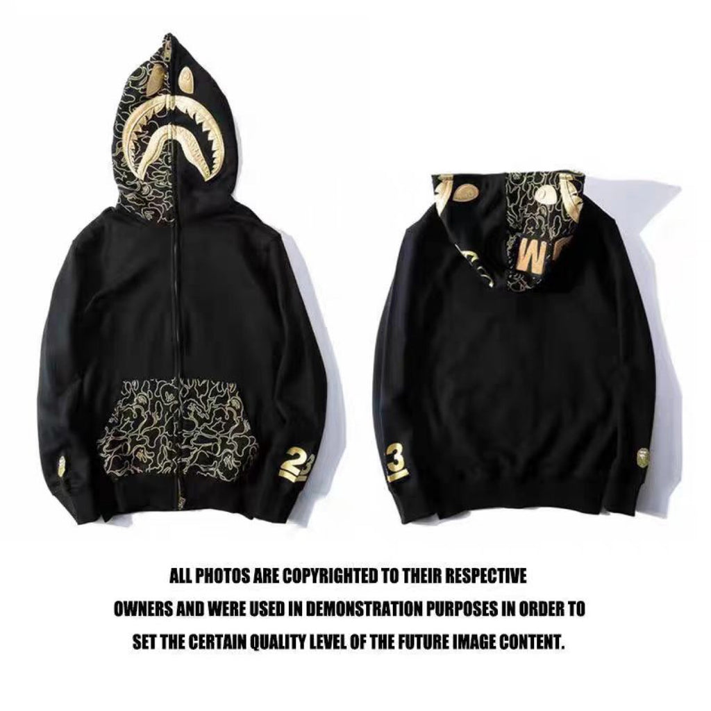 BAPE 23rd Anniv Gold Line Black/Gold Shark Full Zip Hoodie