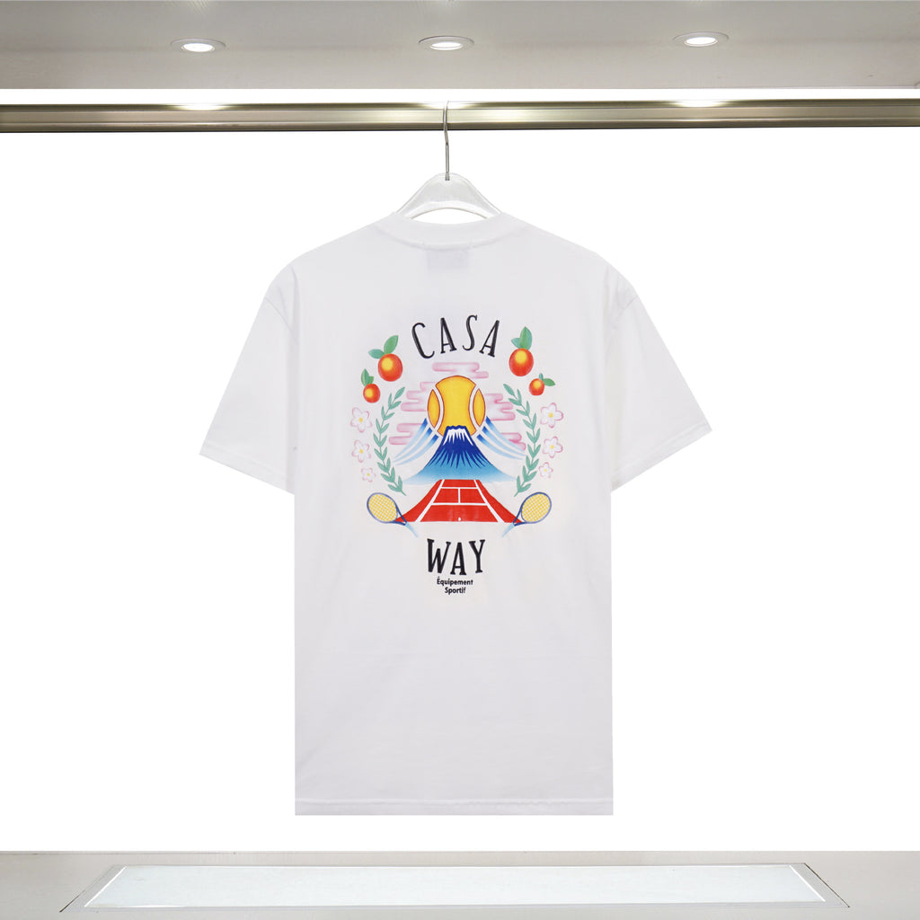 Casablanca Art Graphic Print Loose Unisex Short Sleeve T-Shirt