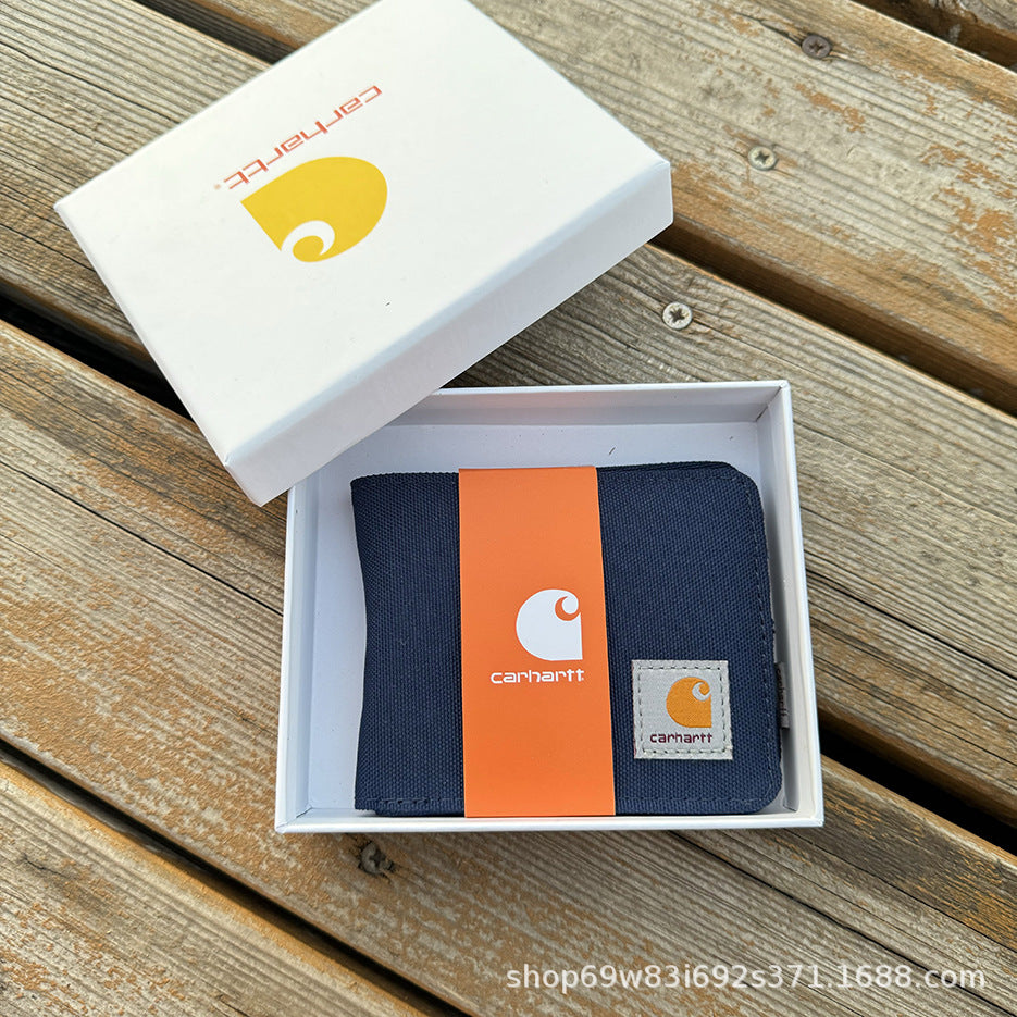 Carhartt Patch Logo Bifold Wallet Canvas Corduroy Paisley Card Holder