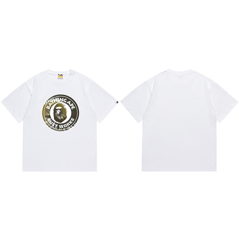 Bape Camo Ape‑Head Graphic Oversized Tee Streetwear Unisex