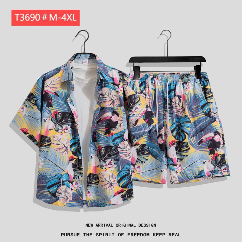 Couple Hawaiian Floral Set Loose 5 Inch Shorts T3664-T3699