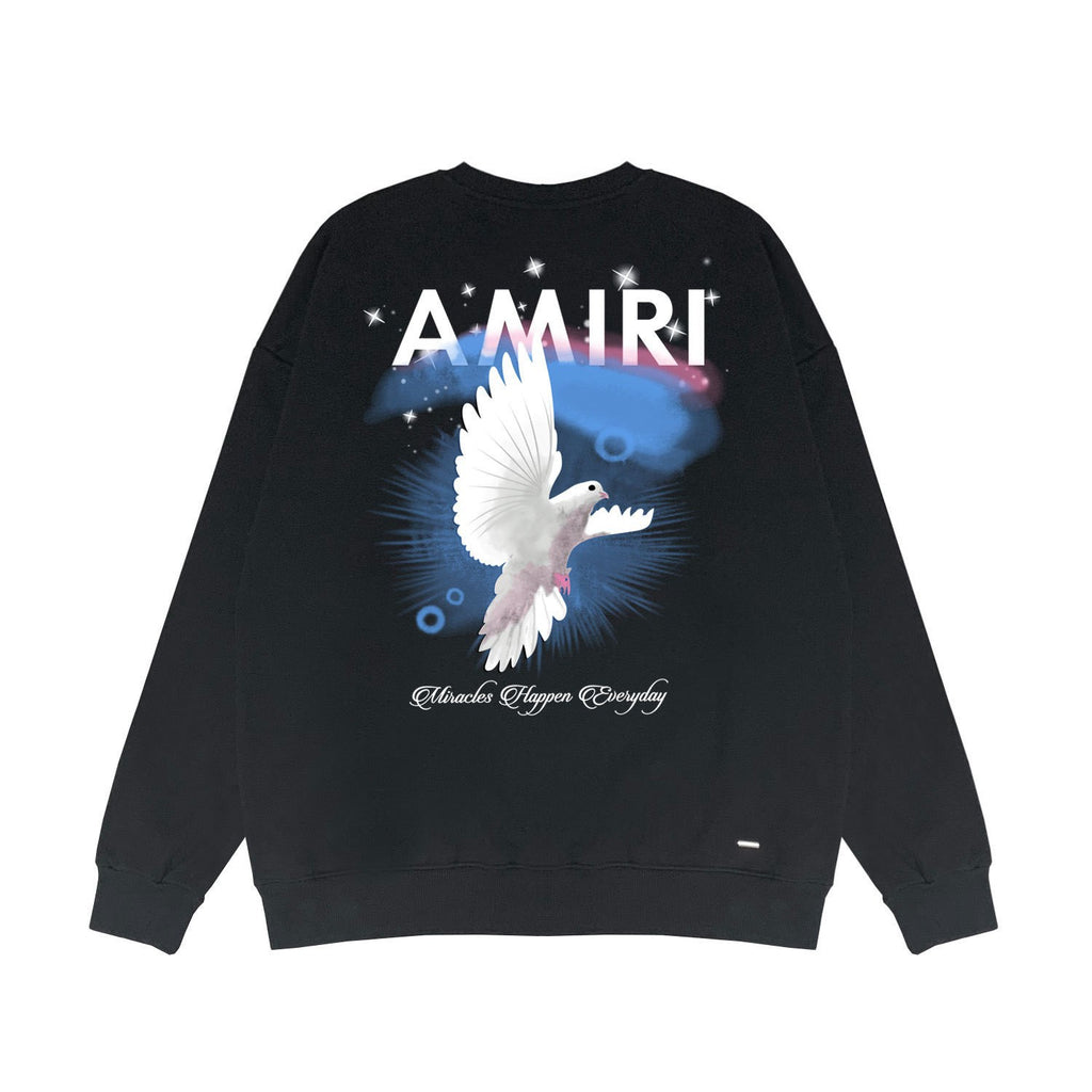 AMIRI Dove Graphic Crewneck Sweatshirt Street Casual Loose Pullover