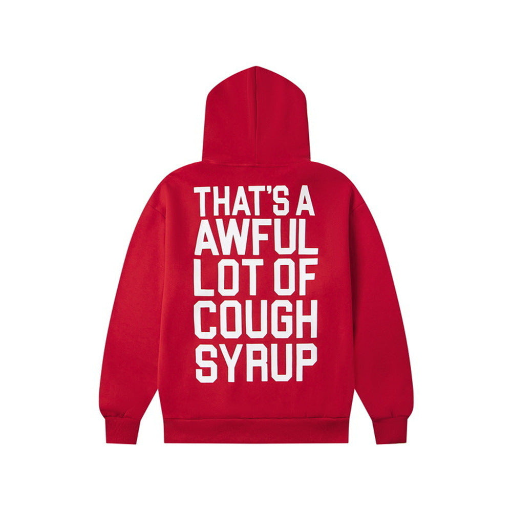 Cough Syrup Graphic Hoodie Vintage Letter Print HipHop Street Pullover