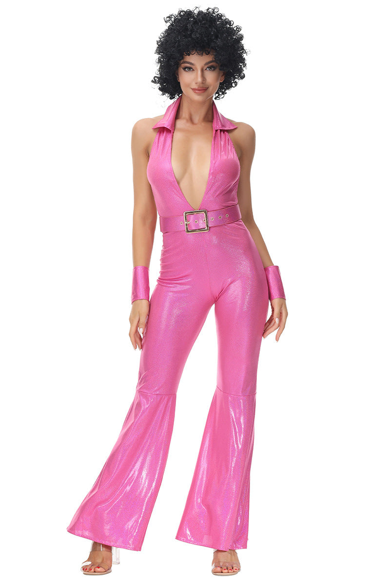 Halloween Men & Women 70s Disco Hippie Cosplay Couple Party Sets