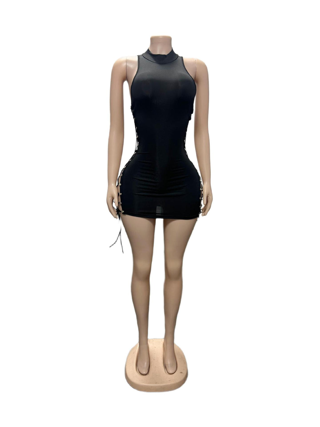 Dolls Kill Lace Up Cutout Halter Bodycon Mini Dress Women