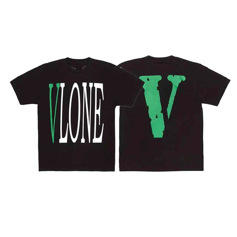 Vlone Big V Letter Graphic Print Short Sleeve Tee Streetwear Unisex