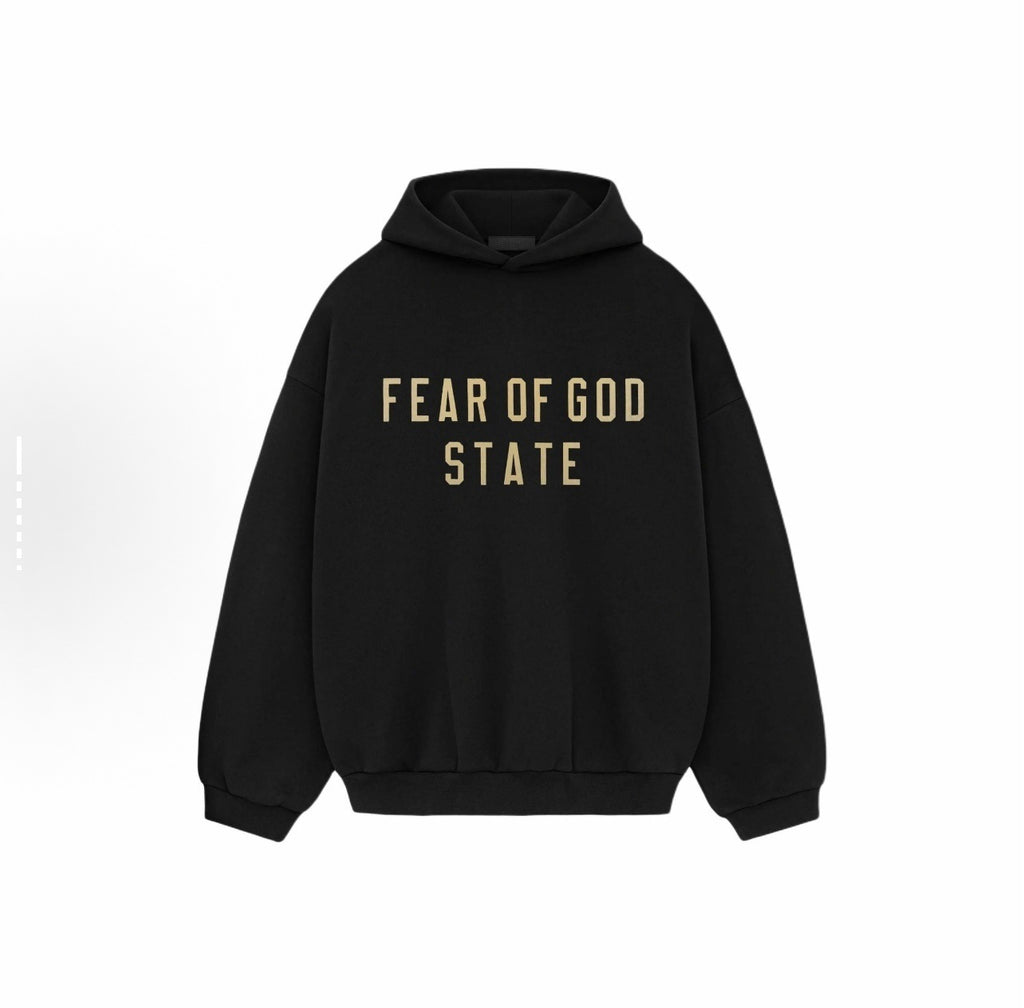 Fleece Lined Arch Letter Streetwear Print Pullover Hoodie