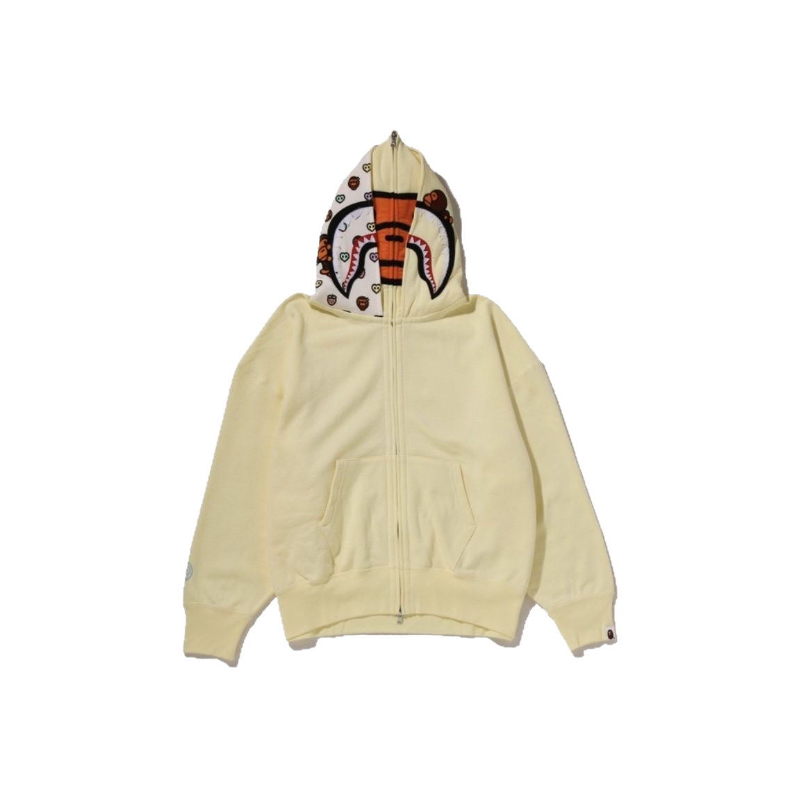 BAPE Baby Milo Shark Double-Hood Full-Zip Hoodie - Cream Yellow