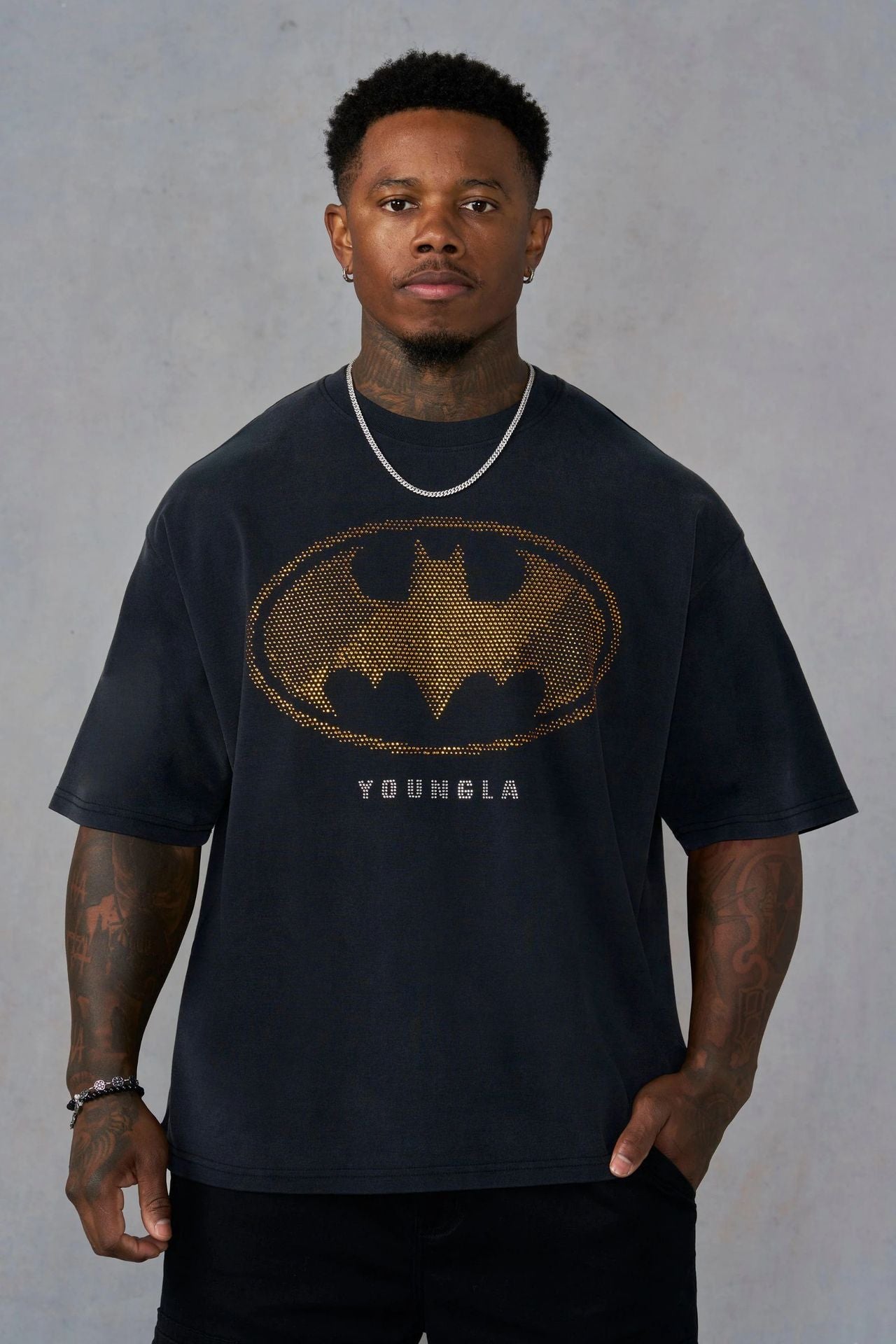 YOUNGLA 4257 Batman Rhinestone Tees