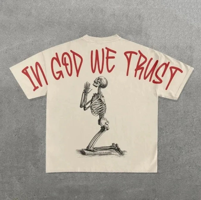 Y2K Punk Gothic Skimaske Grafik Unisex Oversized Streetwear T-Shirt