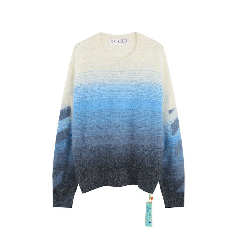 Off-White Arrow Mohair Sweater Gradient Fluffy Knit Pullover & Hoodie