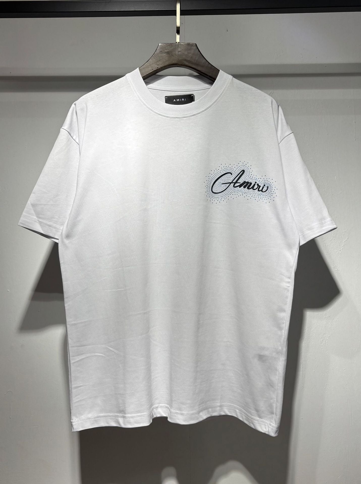 Amiri Classic Rhinestone Letter Print Crew Neck T Shirt Unisex