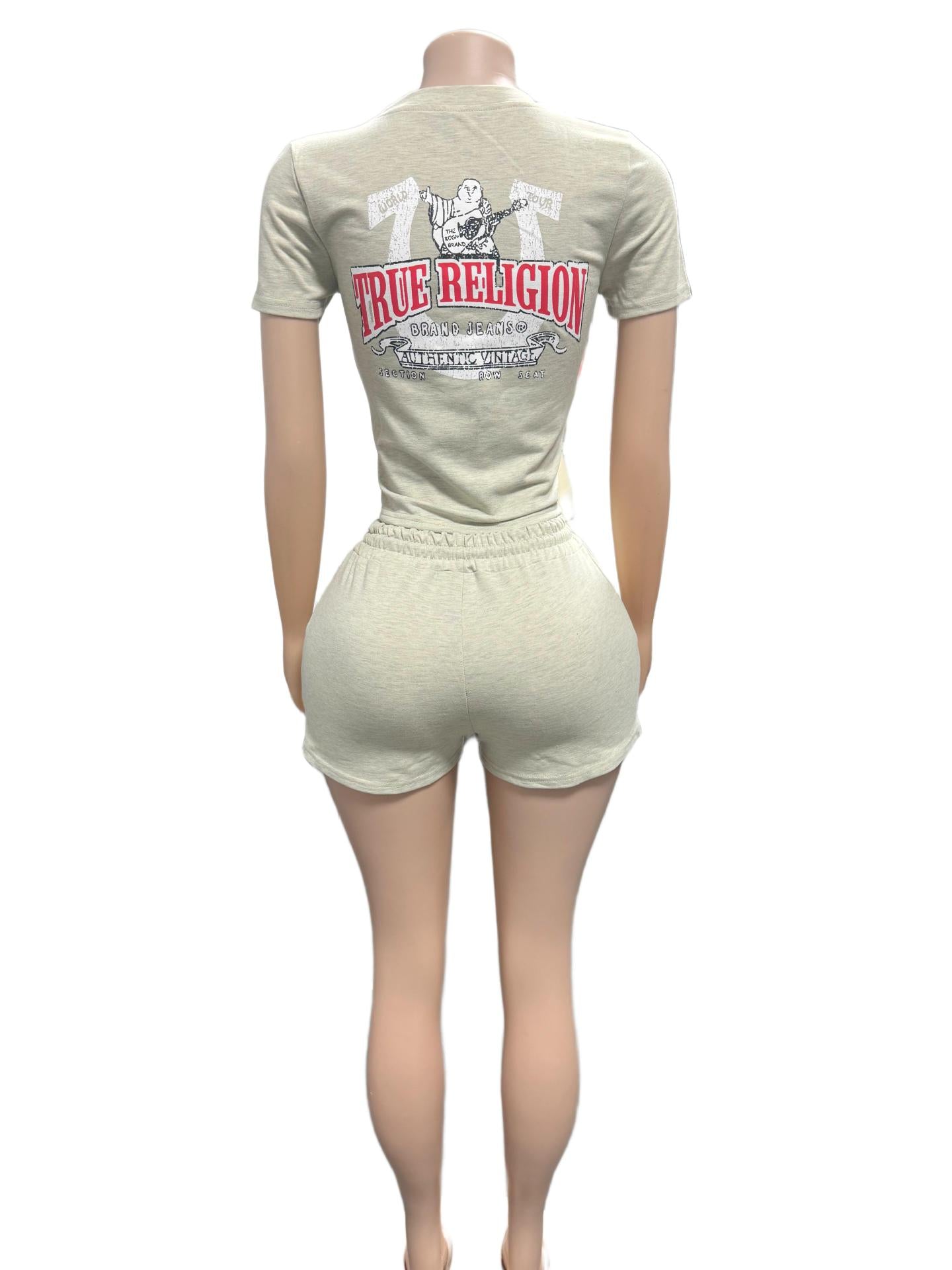True Religion Horseshoe Graphic Print Tee Shorts 2 Piece Set
