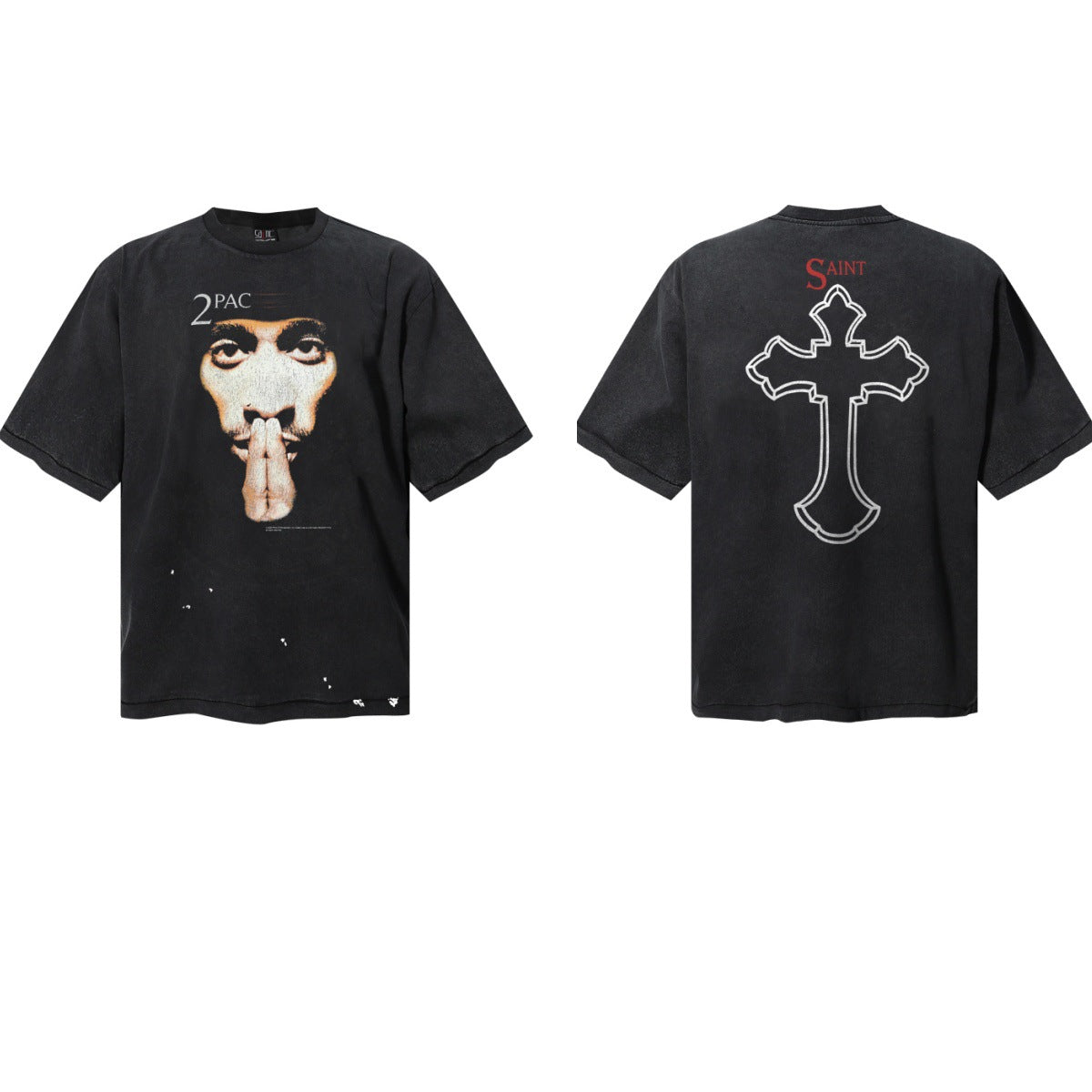 Saint Michael Vintage Washed Graphic Print Loose Streetwear T-Shirt