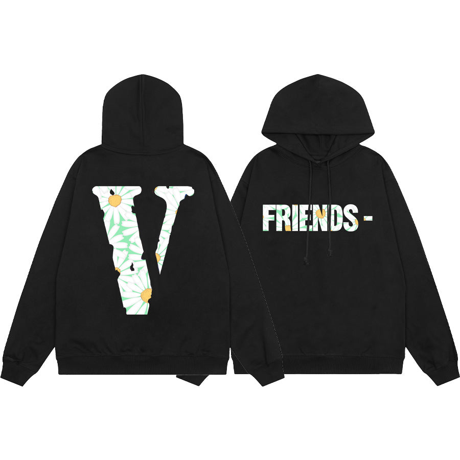 Vlone Multi Pattern Big V Graphic Oversized Hoodie Streetwear Unisex