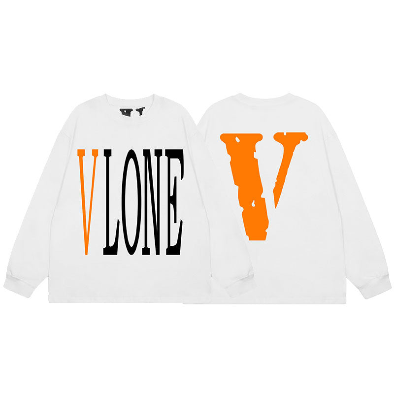 VLONE Big V Graphic Long Sleeve Tee Streetwear Cotton Oversized Shirt