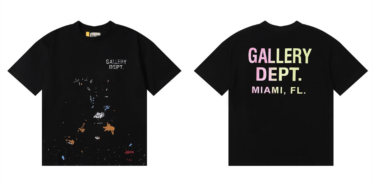 Gallery Dept Tie Dye Washed Graffiti Print Crew Neck T‑Shirt Unisex
