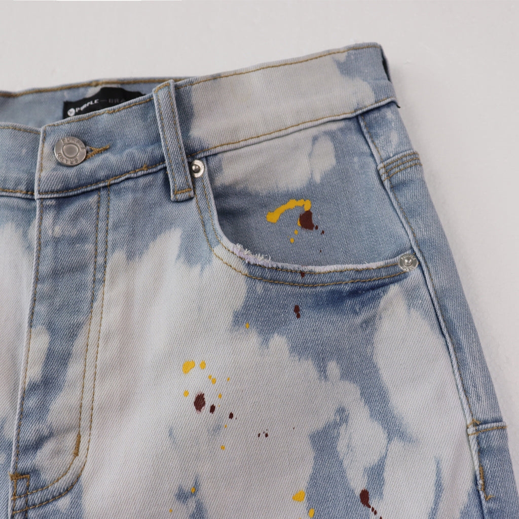 Purple Brand Splash Paint Ripped Skinny Denim Jeans Unisex
