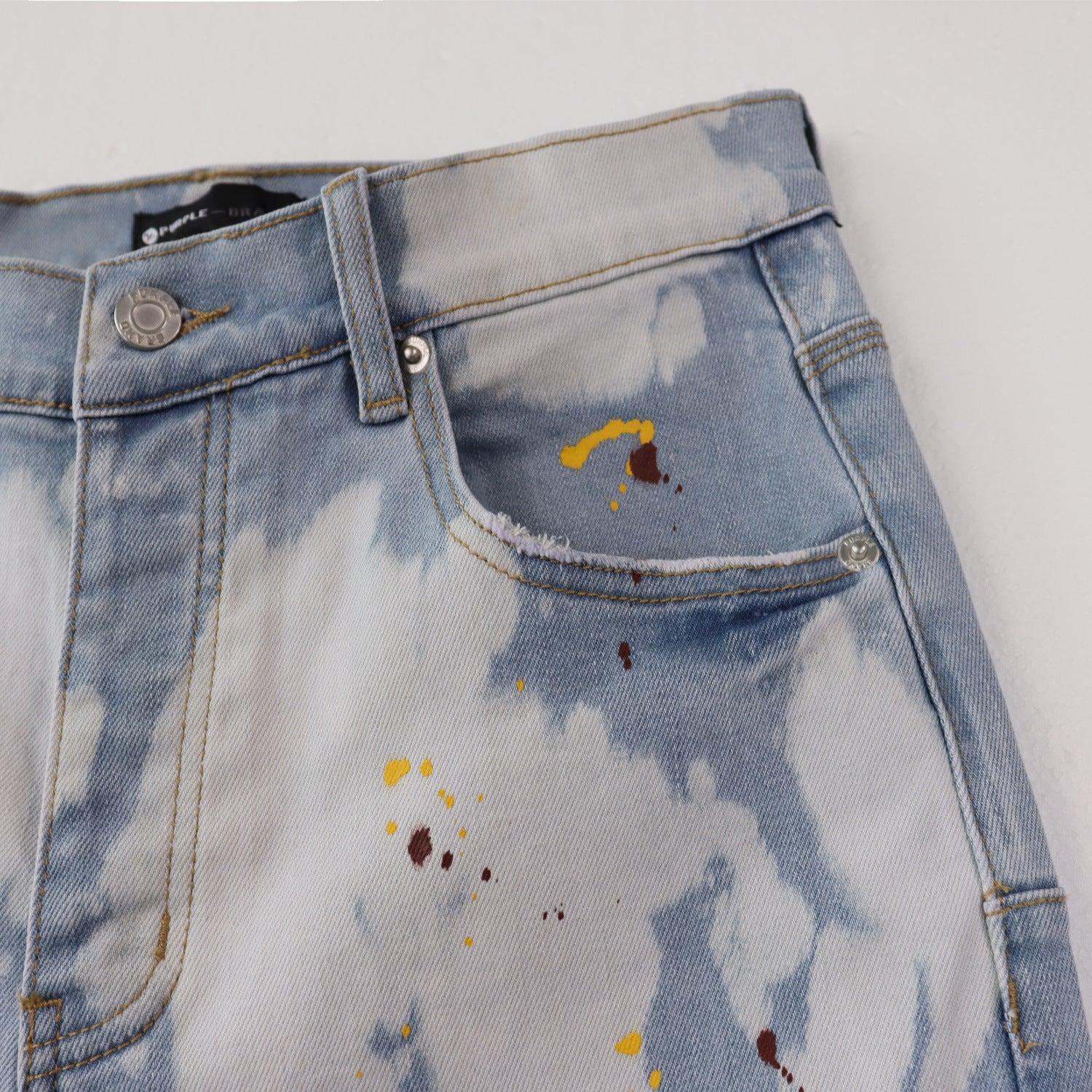 Purple Brand Splash Paint Ripped Skinny Denim Jeans Unisex