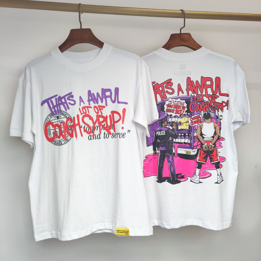 ALOCS Cough Syrup Letter Graphic Short Sleeve Tee Streetwear Unisex