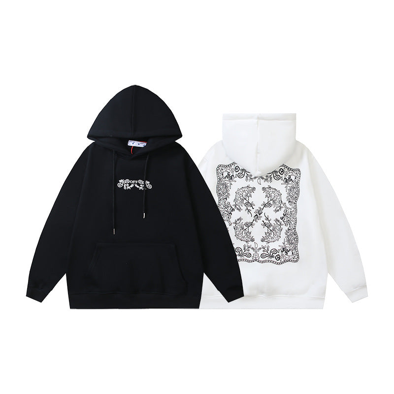 Off White Arrow Graphic Print Hoodie Streetwear Unisex