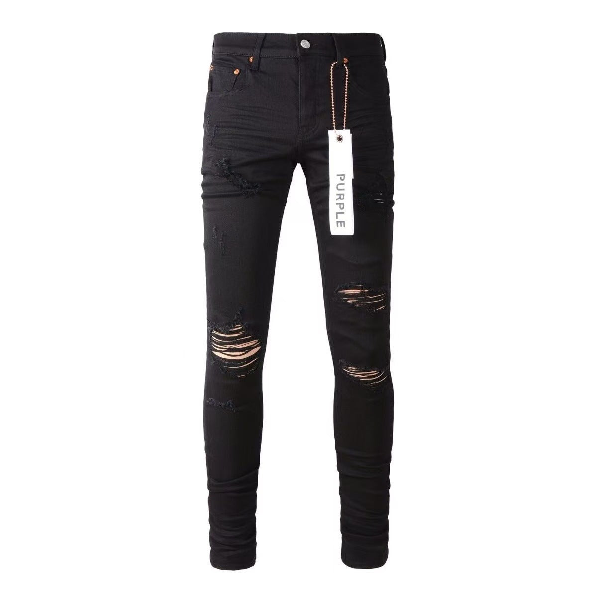 Purple Brand Men Stretch Skinny Ripped Printed Embroidered Denim Jeans