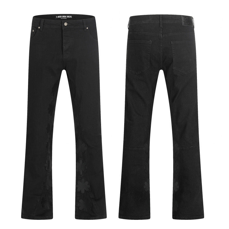 LOSTSHDWS Floral-Embroidered Flared-Hem Jeans