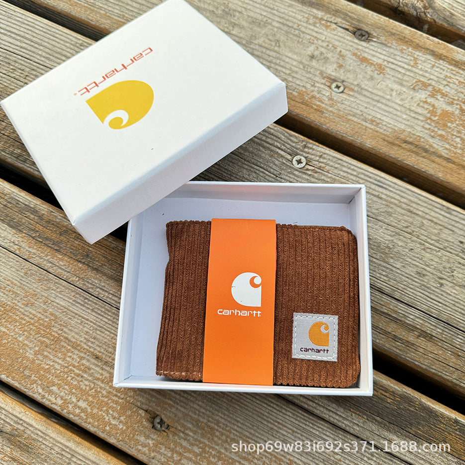 Carhartt Patch Logo Bifold Wallet Canvas Corduroy Paisley Card Holder