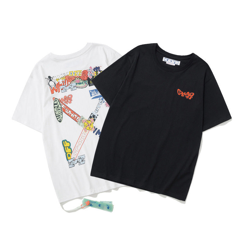 Off‑White Melt Arrow Gradient Splash Ink Crew Neck T‑Shirt Unisex