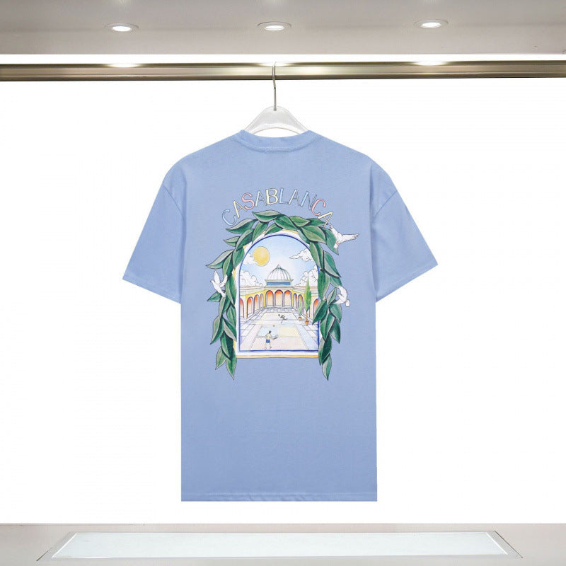 Casablanca Casa Letter Art Print Crew Neck Short Sleeve Tee Unisex