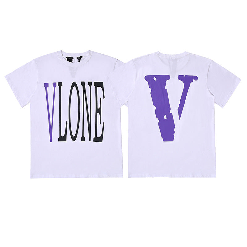 Vlone Big V Letter Graphic Print Short Sleeve Tee Streetwear Unisex
