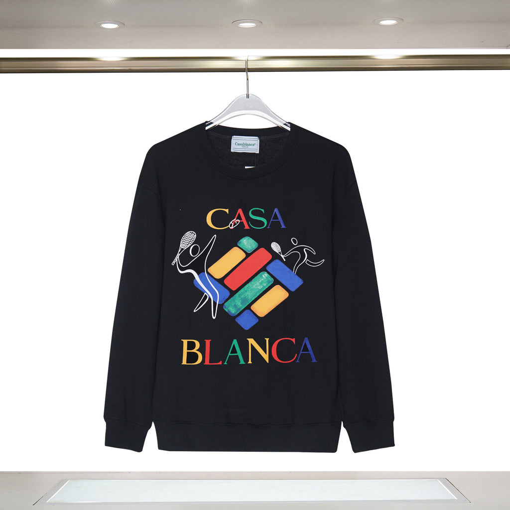 Casablanca Tennis Club Graphic Crewneck Sweatshirt Men Casual Pullover