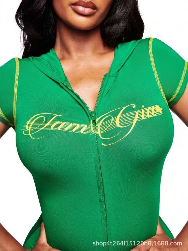I.AM.GIA Contrast Trim Zip Front Short Sleeve Romper Women