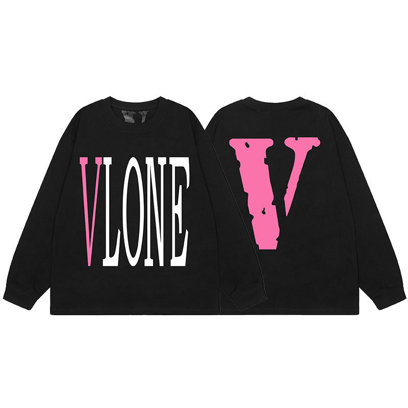 VLONE Big V Graphic Long Sleeve Tee Streetwear Cotton Oversized Shirt