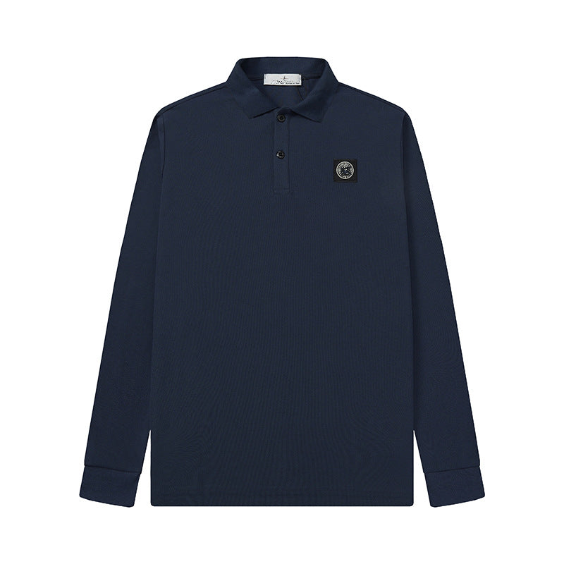Stone Island Compass Patch Long Sleeve Polo Shirt Unisex Streetwear