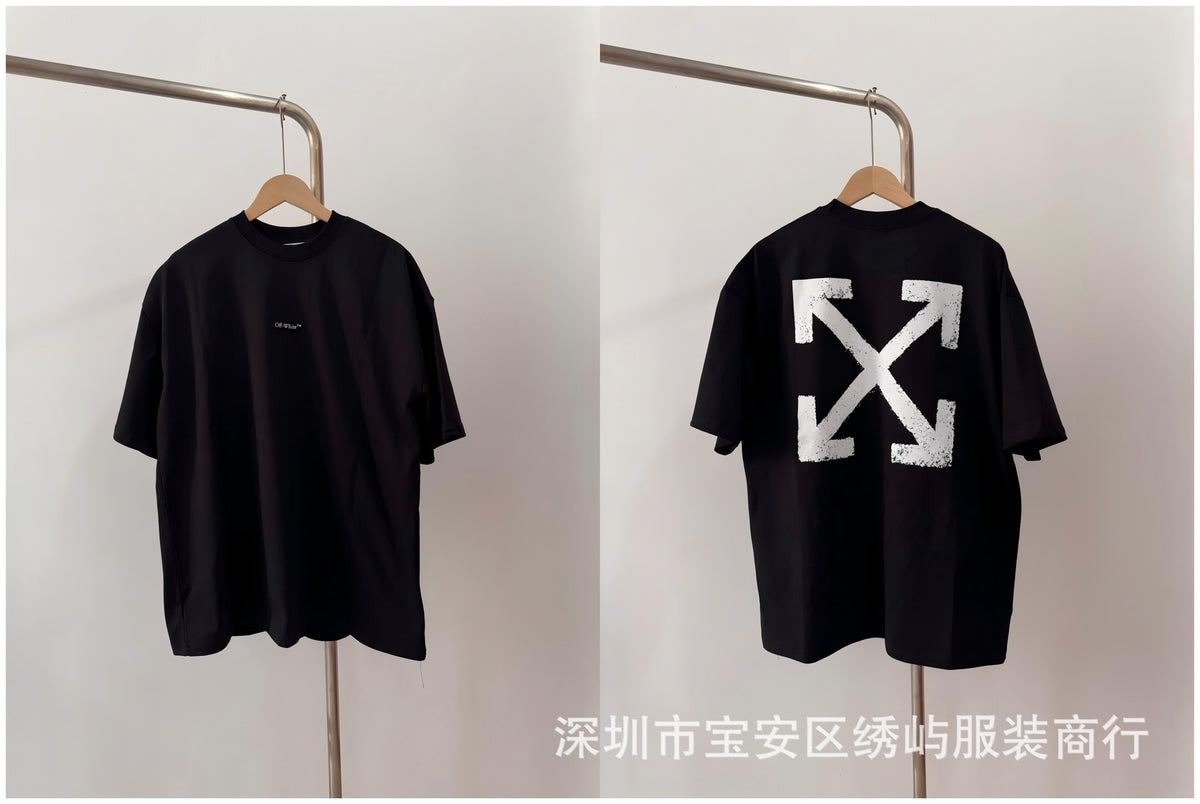 Off White Arrow Print Crew Neck Short Sleeve T Shirt Unisex