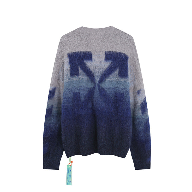 Off-White Arrow Mohair Sweater Gradient Fluffy Knit Pullover & Hoodie