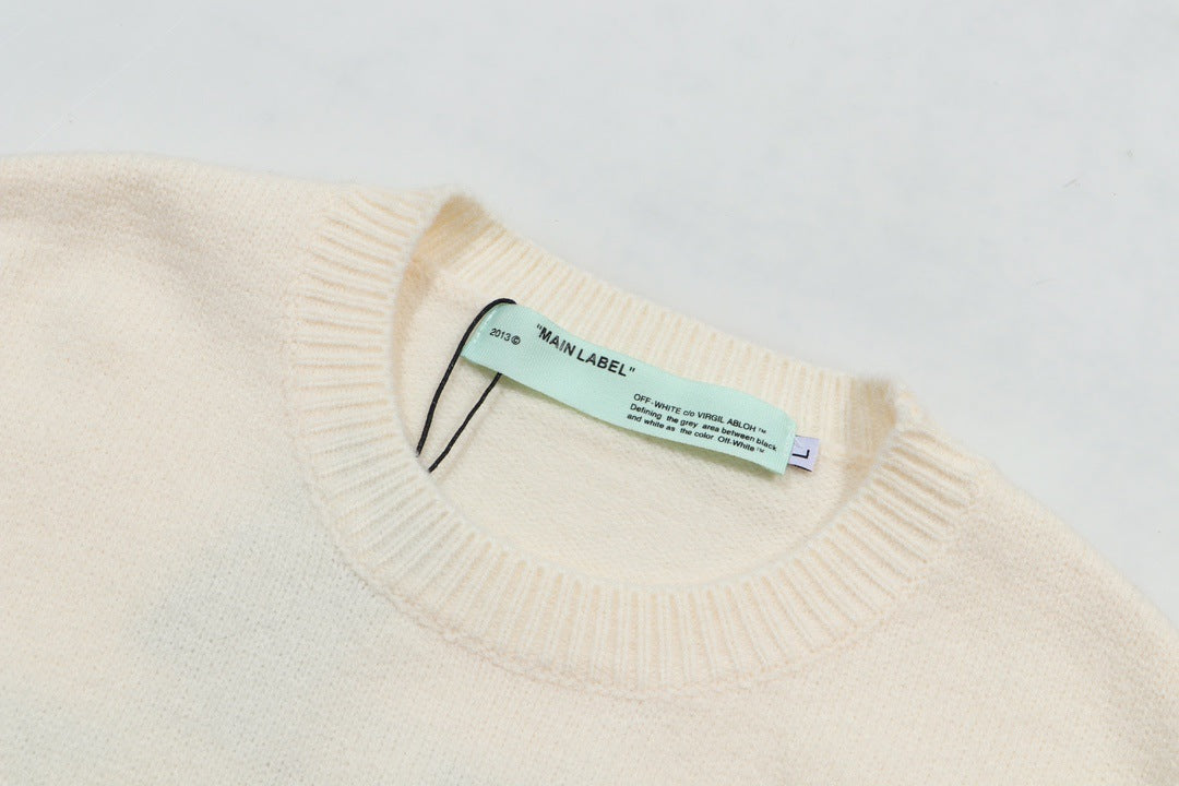 Fluffy Letter Embroidery Streetwear Crew Neck Knit Sweater