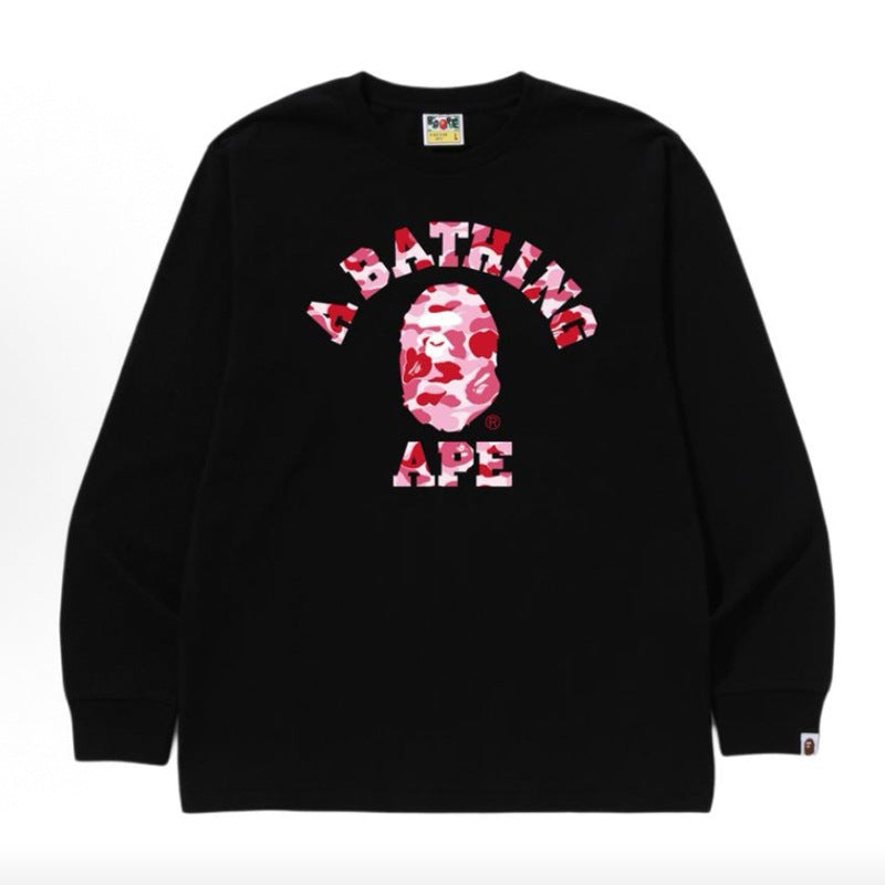 Bape Multi‑Ape‑Head Graphic Oversized Long Sleeve Tee Streetwear