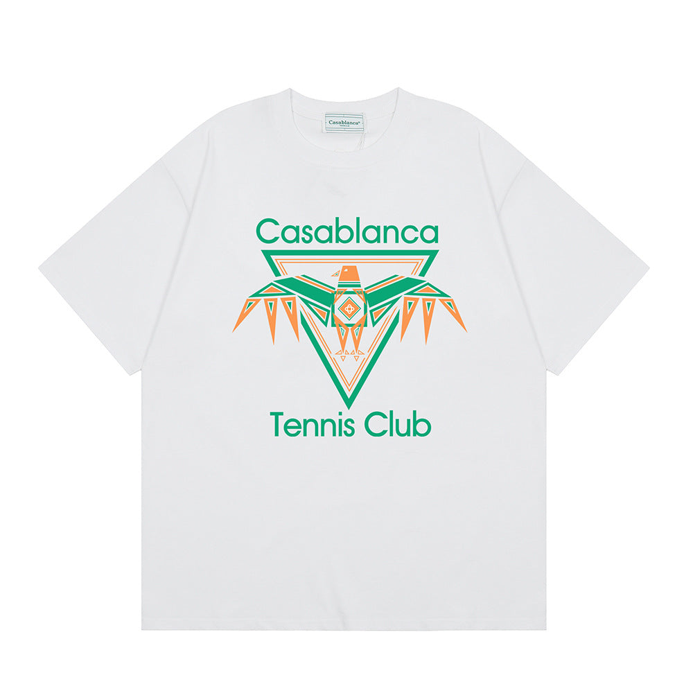 2026 New Casablanca Logo Print Loose Fit Unisex Short Sleeve T-Shirt