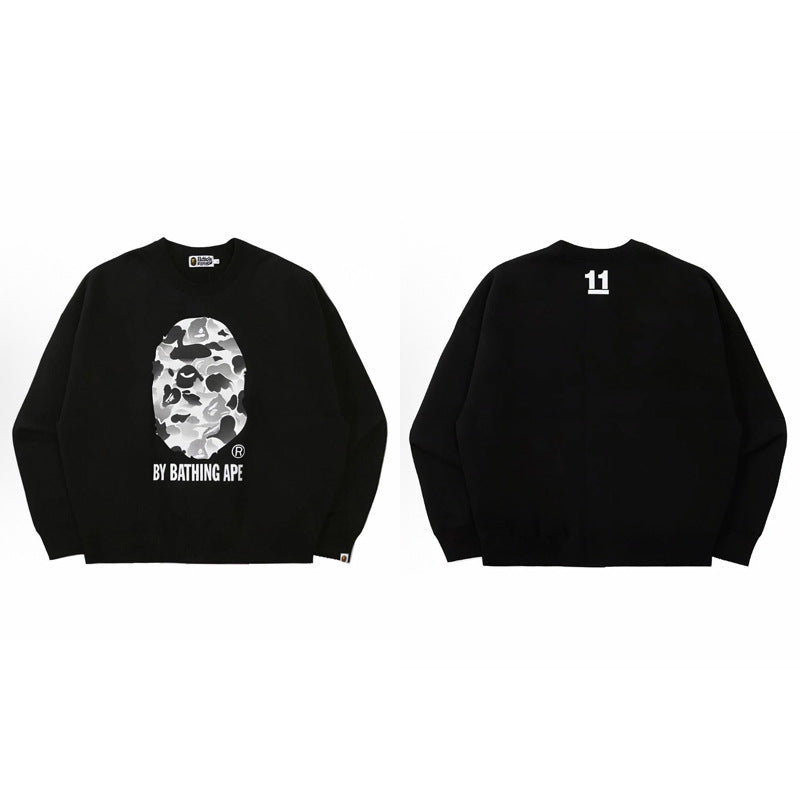 Bape Camo Ape Head Graphic Washed Oversized Crewneck Streetwear