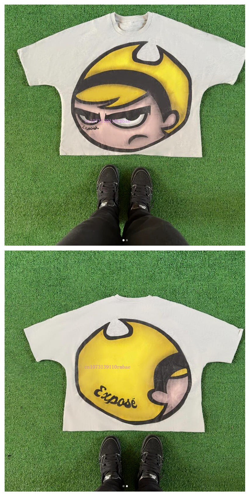 Y2K Cartoon- & Anime-Grafik Unisex Oversized Streetwear Baumwoll-T-Shirt