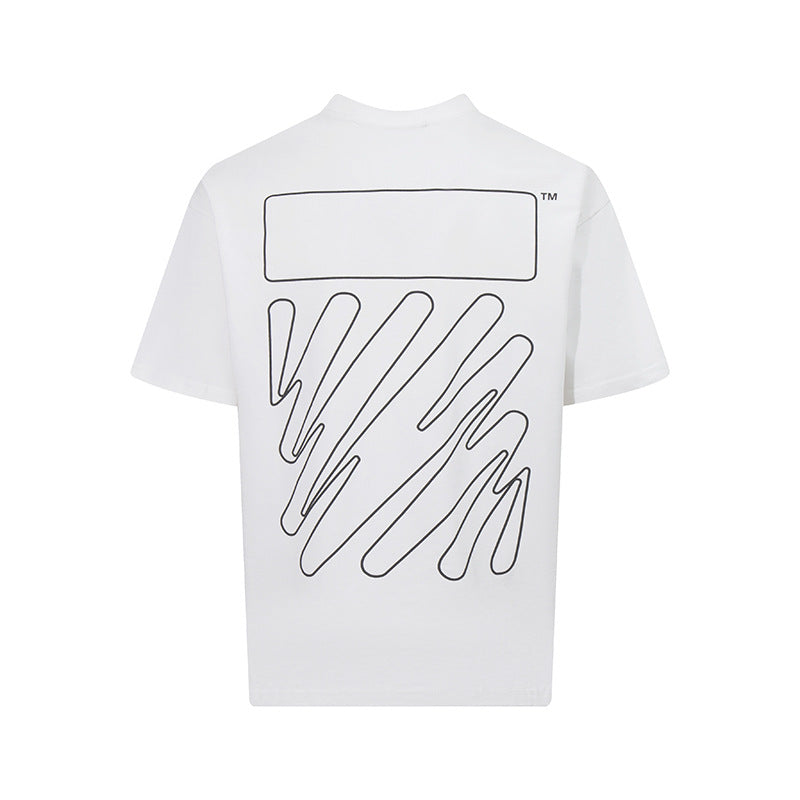 Tape Arrow Graphic Print Streetwear Crew Neck Short Sleeve T Shirt