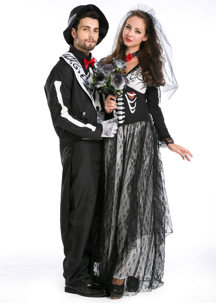 Halloween Men & Women Vampire Skeleton Gothic Cosplay Couple Sets