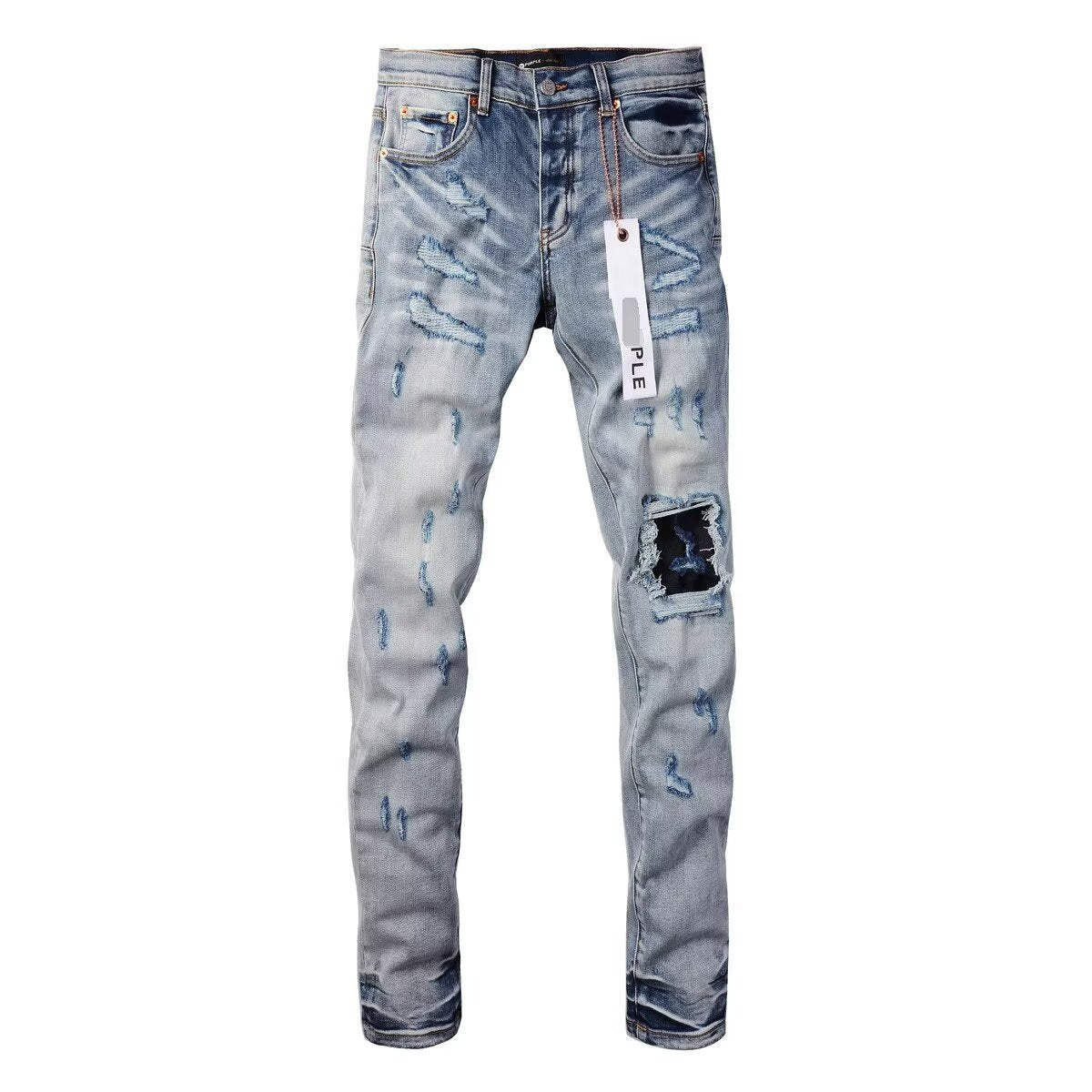 Purple Brand Men Stretch Skinny Ripped Printed Embroidered Denim Jeans