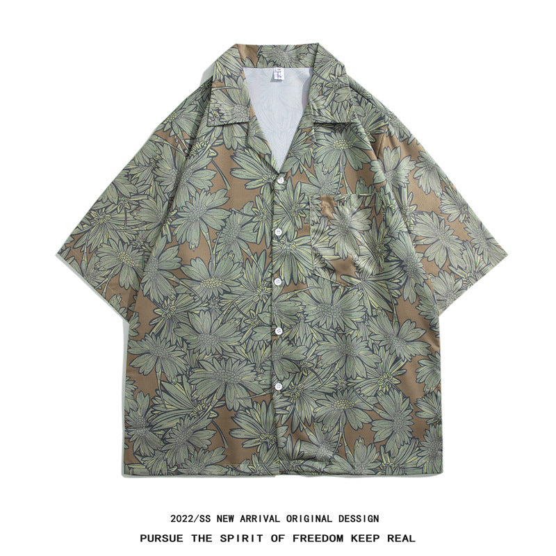 Mens Camp Collar Tropical Hawaiian Floral Short Sleeve Beach Shirt  South2101-2126