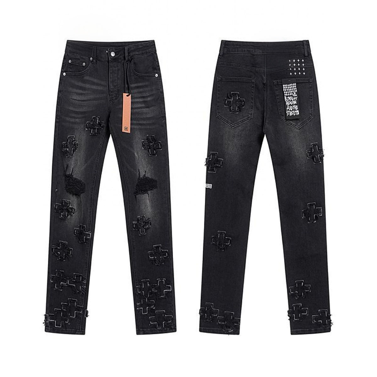 Purple Brand Men Stretch Skinny Ripped Printed Embroidered Denim Jeans