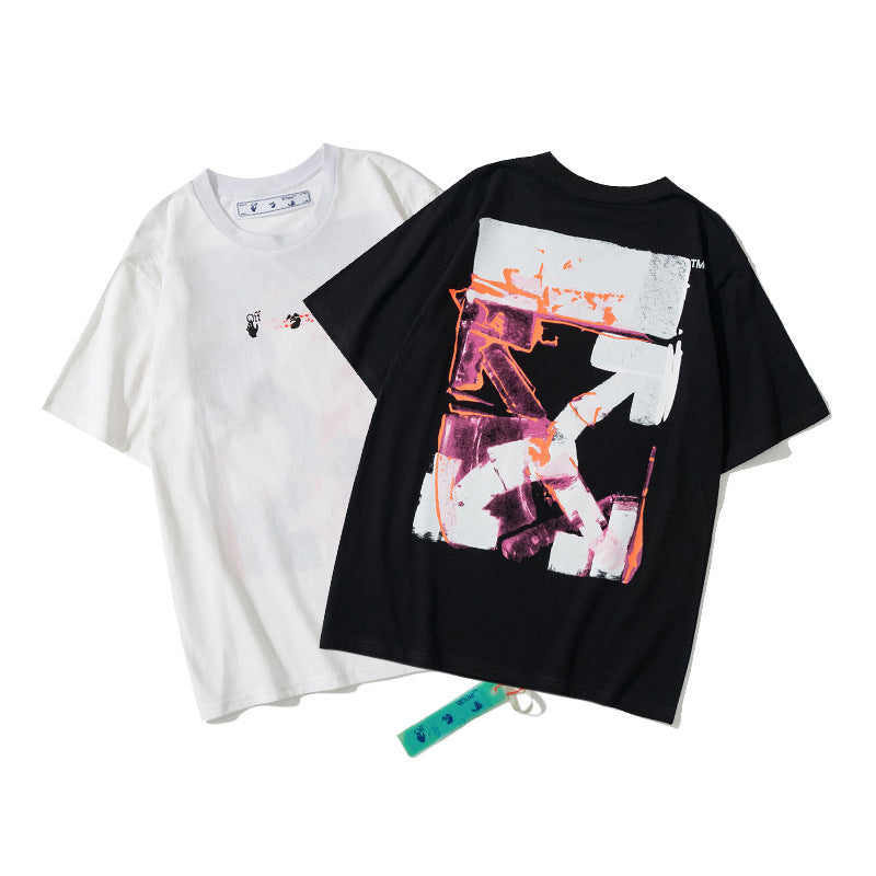 Off‑White Melt Arrow Gradient Splash Ink Crew Neck T‑Shirt Unisex
