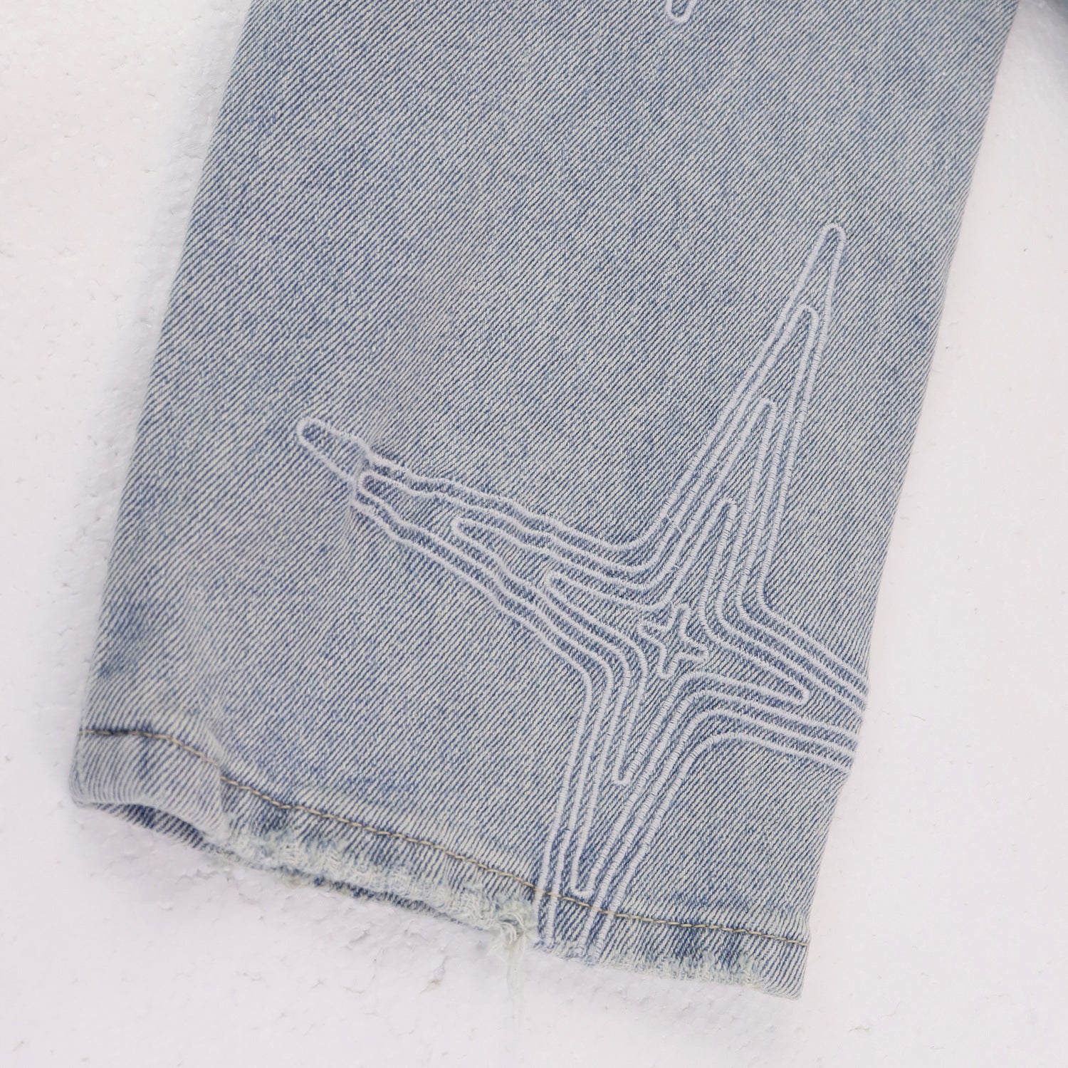 Purple Brand Star Embroidery Skinny Denim Jeans Unisex