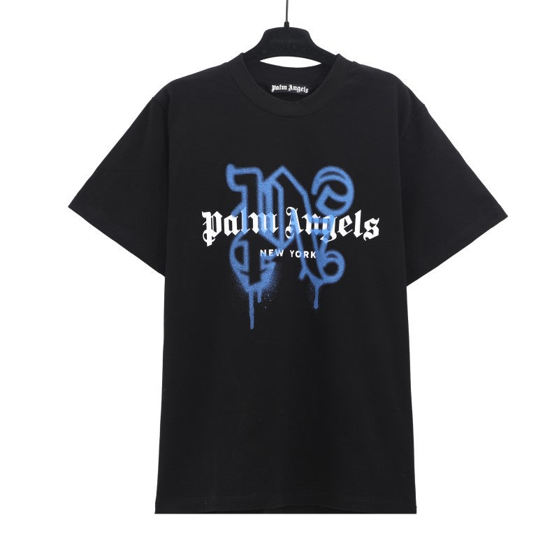 Palm Angels Graffiti Flame Palm Tree Graphic Oversized Tee Streetwear
